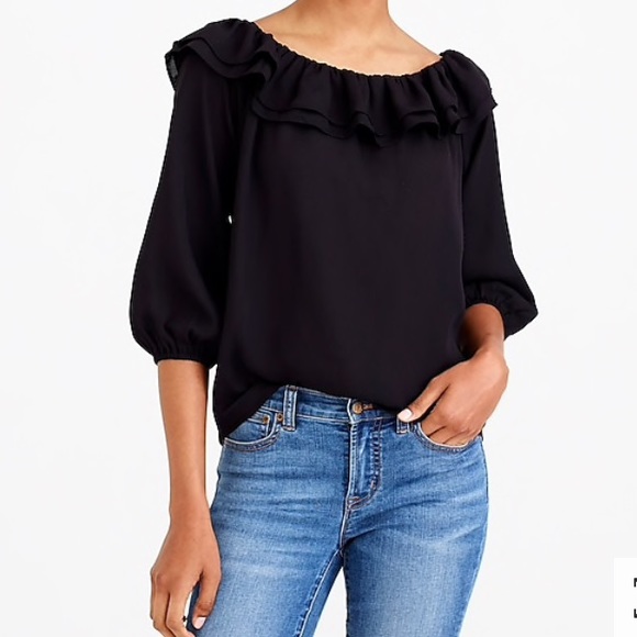J Crew Ruffle Convertible On/Off Shoulder Blouse - Picture 2 of 8